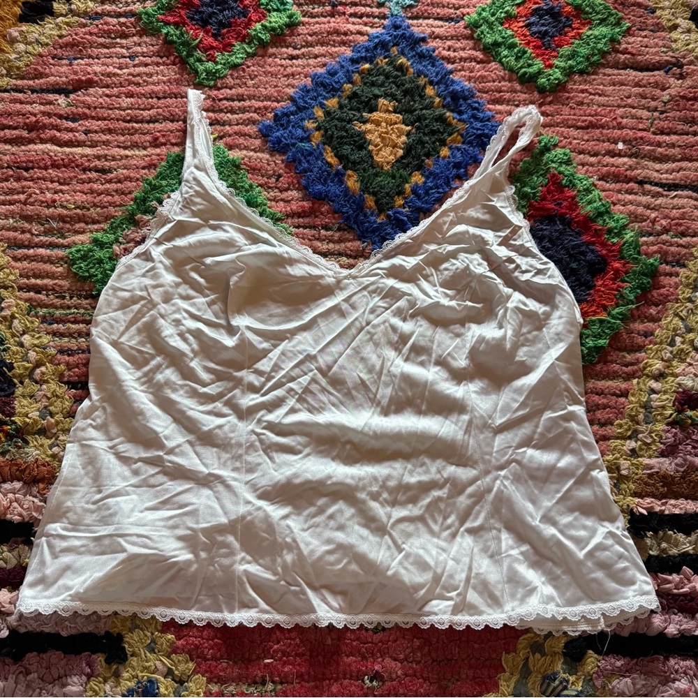 White Lace Trim Lingerie Top